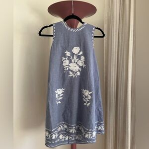 Zara embroidered linen shift dress